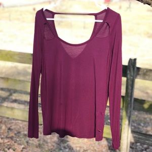 Pink VS long sleeve cut out soft top